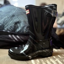 Hunter Original Short Rain Boots for Women, Size 6 - Black