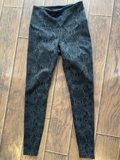 Lysse Women's Elastic Pull On Black Pants Snakeskin Leggings Skinny Sz Small
