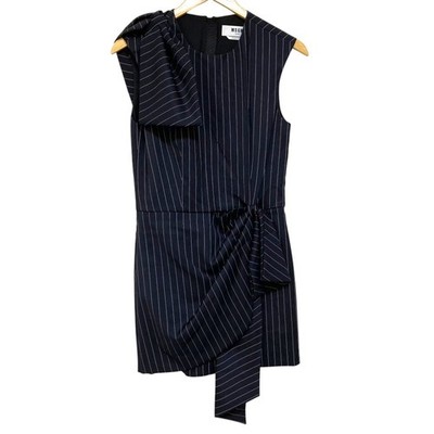 24SS MSGM Striped Ribbon Dress, Size 40, Navy Women USED