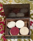1920's/30's Poker Chips Golfer In Knickers  In Brass Wood Box  — photo 1
