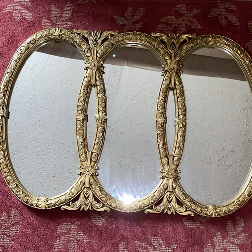 Hollywood Regency Triple Resin Mirror 22x30” (heavy)