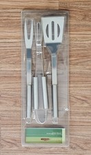 Outdoor Stainless Steel BBQ Tool set. Pair Of Tongs, Turner, Fork