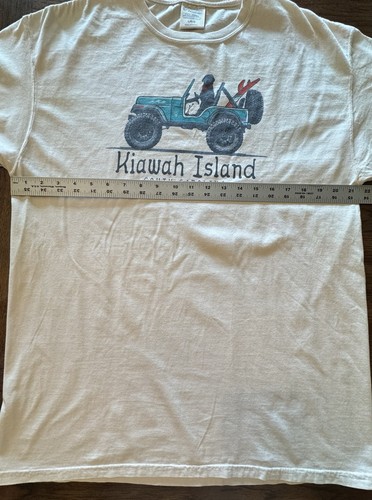 T-shirt grande uomo Kiawah Island South Carolina avorio jeep e nero grafica cane - Foto 9 di 10