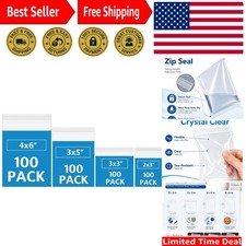 400 Count Clear Resealable Plastic Bags, 4 Assorted Sizes for Jewelry Crafts