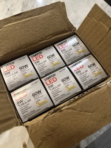 Satco S21350 - 8 Watt LED T10 Clear LED Bulbs - 2700K - 120 Volt (6 pack) - Picture 1 of 6