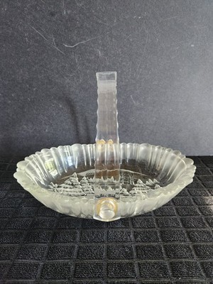 ''Winter Dreams'' Frosted Christmas Glass Basket with Handle by Mikasa  Snow, Deer