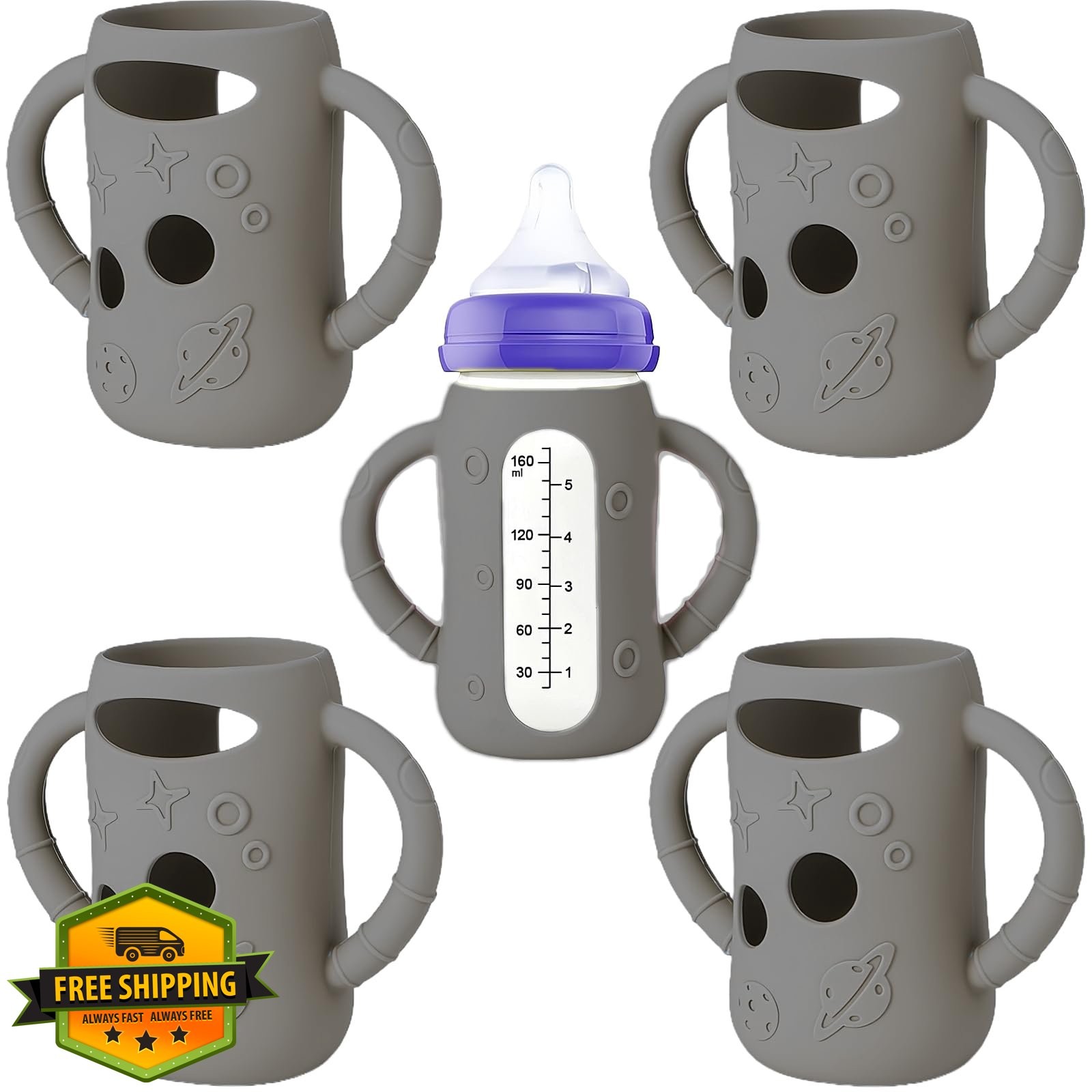 Frezonika 4pk Silicone Sleeve for Lansinoh 5oz Bottles, Elep