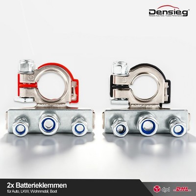 Densieg 2x Batterieklemmen 12 V Set verzinkt Polklemme Autobatterie Klemmen LKW