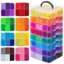 10000PCS Pony Beads Bulk, 48 Colors for Kandi Bracelet Making 6X9Mm Hair Braid
