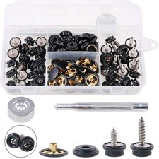 120Pcs Black 2-Sizes Screw-In Snap Stud Fastener Screw Snaps 3/8"Socket wit...