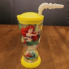 Disney Store Ariel Little Mermaid Snow Globe Tumbler Cup Kids With Straw