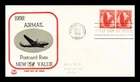 US COVER FIRST DAY OF ISSUE TRICOLOR CACHET 1958 AIRMAIL POSTAL RATE 5C VALUE
