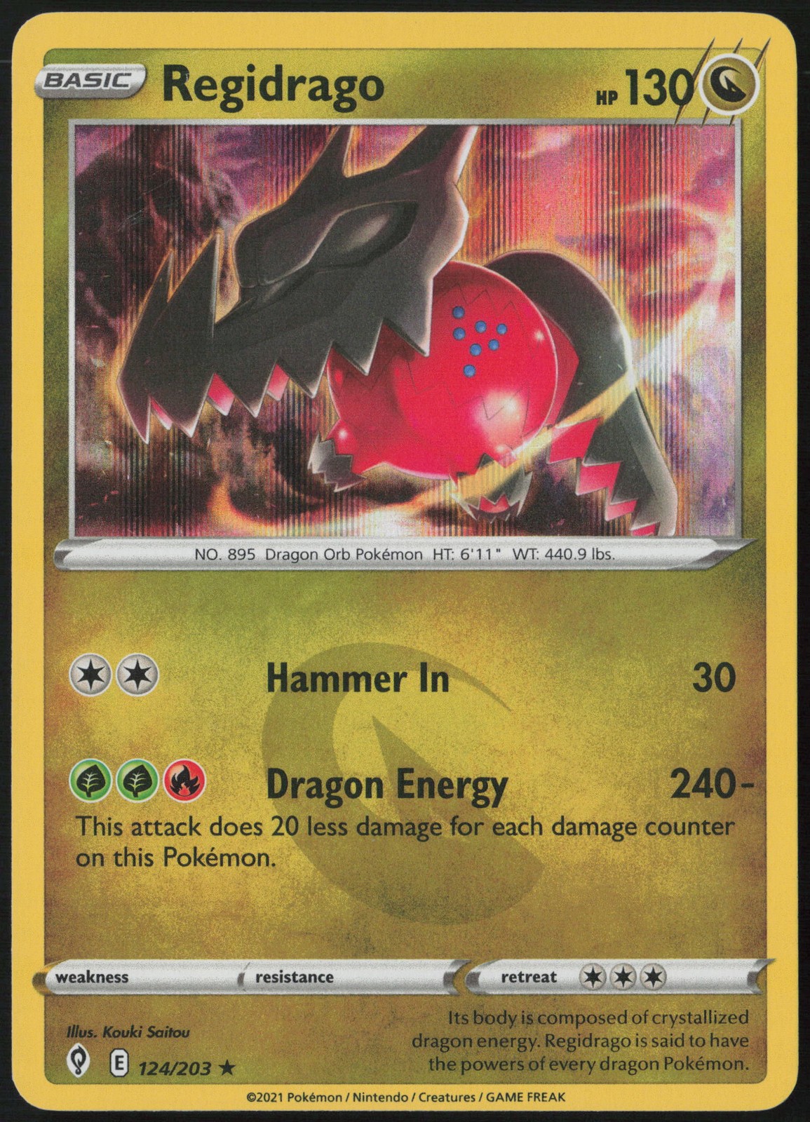 Regidrago 124/203 SWSH07: Evolving Skies Holo Rare Holofoil EN Pokemon NM