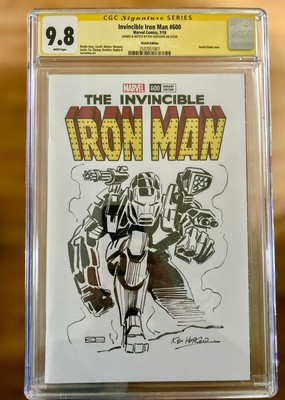 Invincible Iron Man Comic CGC 9.8 Sketch. Kriegsmaschine Creator Kev Hopgood