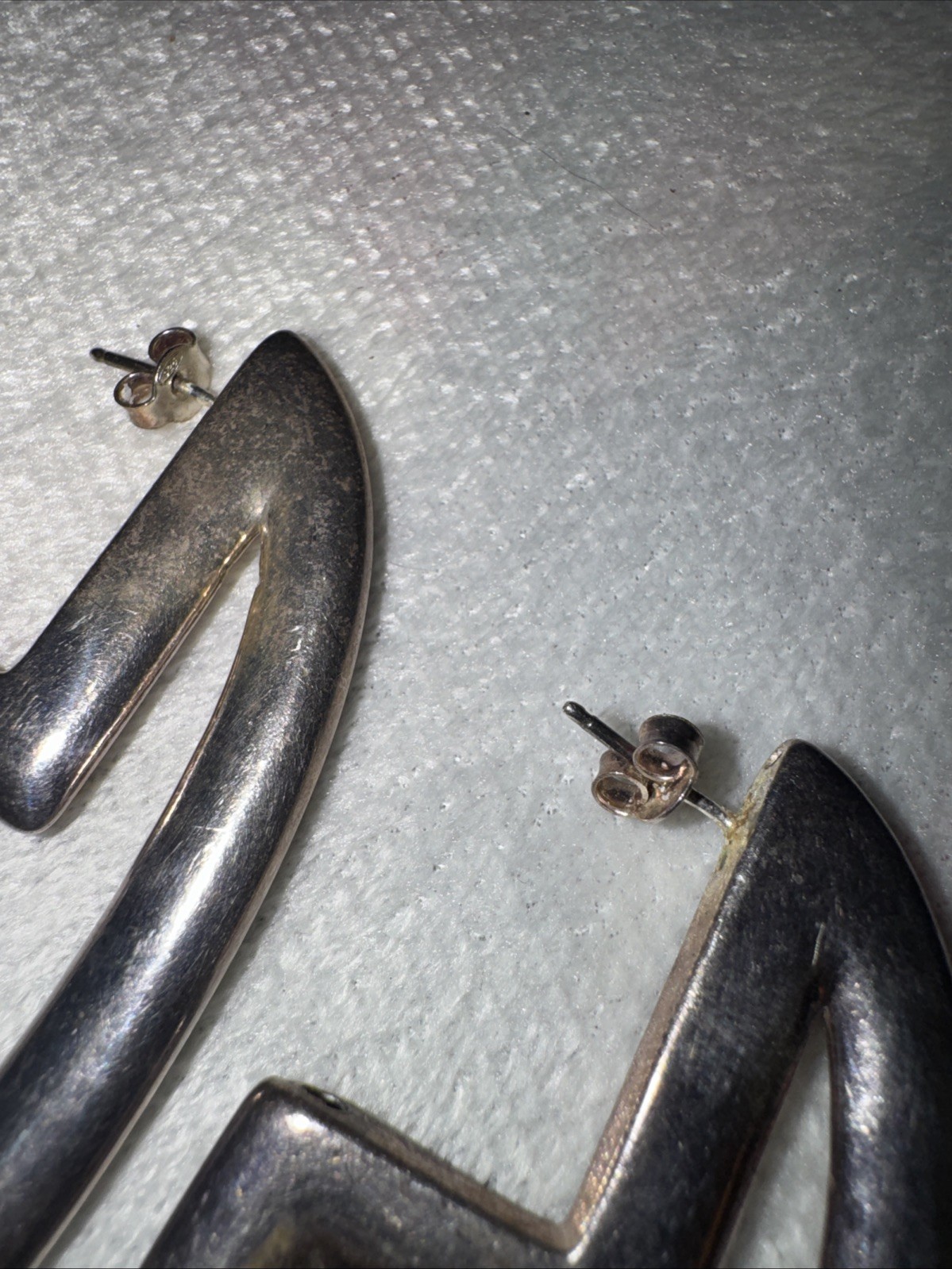 Solid 925 Sterling Silver Huge Hoop Earrings Vint… - image 2