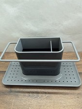 Porzellan Sp&uuml;lbecken Organizer Grau Abtropfschale K&uuml;che Keramik Deko Vintage