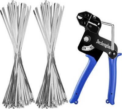 Robuste Metall Tie Wrap Gun mit 200 Stück 304 Edelstahl Reißverschluss Krawatten-CT03 Kit