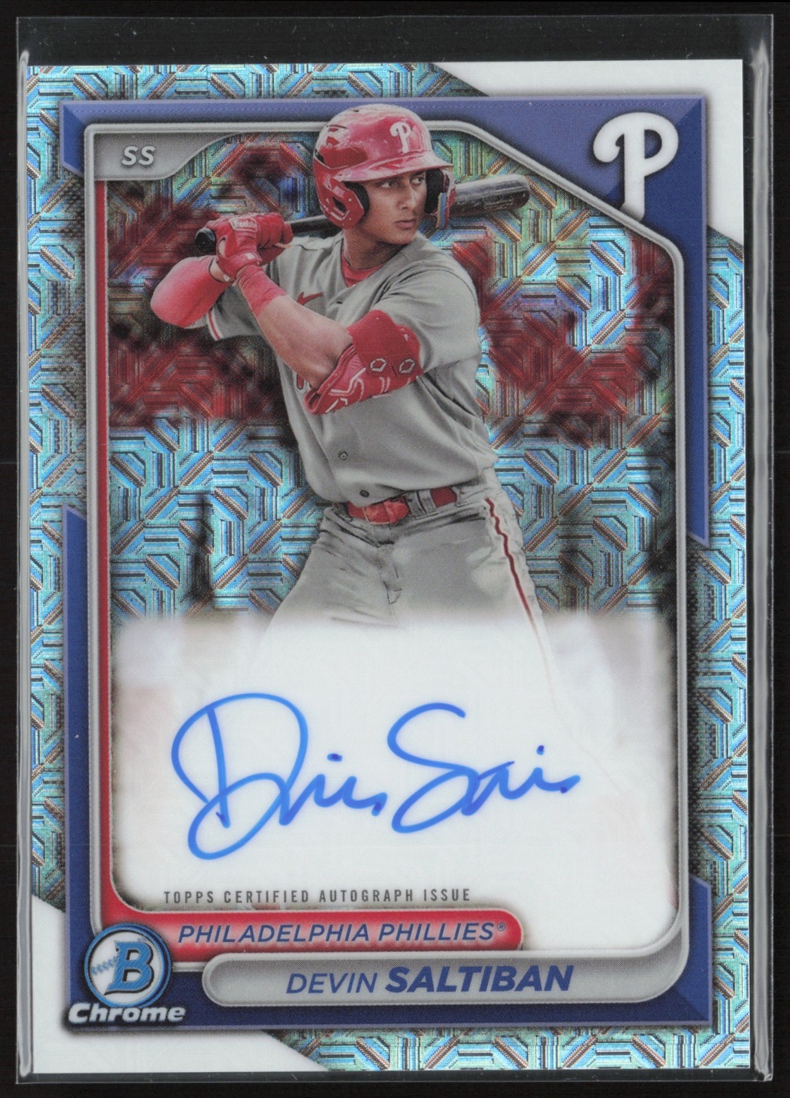 2024 Bowman Mega Box Devin Saltiban Auto Mojo Refractor #BMA-DS Philadelphia