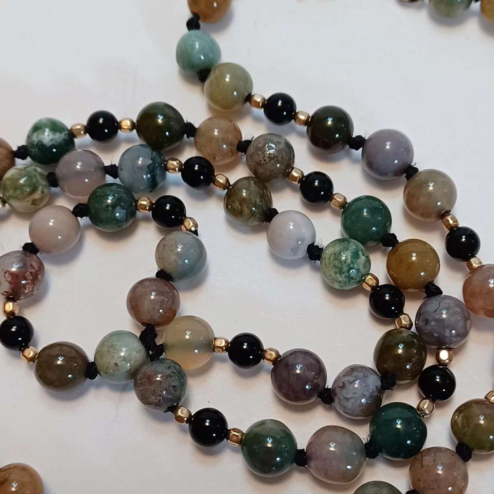 Collar de cuentas de ágata colorido 28" Foto 3 de 4