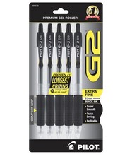 Pilot G2 Premium Gel Roller Pens, Extra Fine Point 0.5 mm,Gel Pens Black,P of 5