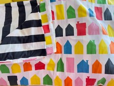 IKEA Twin Duvet Cover Colorful Houses HEMLÄNGTAN B & W Stripe 61"W x 84" L BUNK