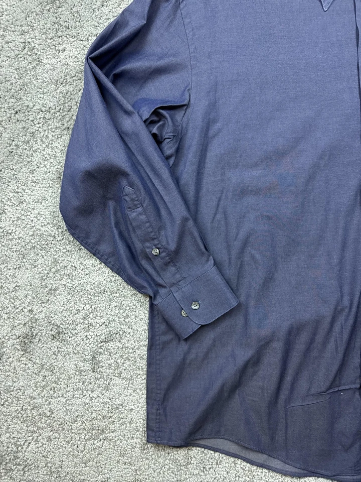 Camisa Claiborne Para Hombres 16.5 2XL Azul Abotonada Manga Larga Bolsillo Algodón Vestido Foto 4 de 4