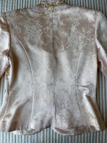 Giacca vittoriana vintage Nah Nah Collections rosa arazzo floreale blazer perline taglia:S - Foto 18 di 19