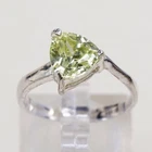 Sz 7, Vtg Sterling Ring, 925 Silver Engagement Ring W/ Lime Green CZ