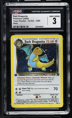 Dark Dragonite (1st Edition) graded CGC 3 for sale on eBay