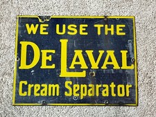 Vintage 1930s Original Porcelain De Laval Delaval Cream Separator Sign - RARE