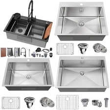 Stainless Steel Drop in Kitchen Bar Sink 25x22 28x20 33x22 Top-Mount Single Bowl
