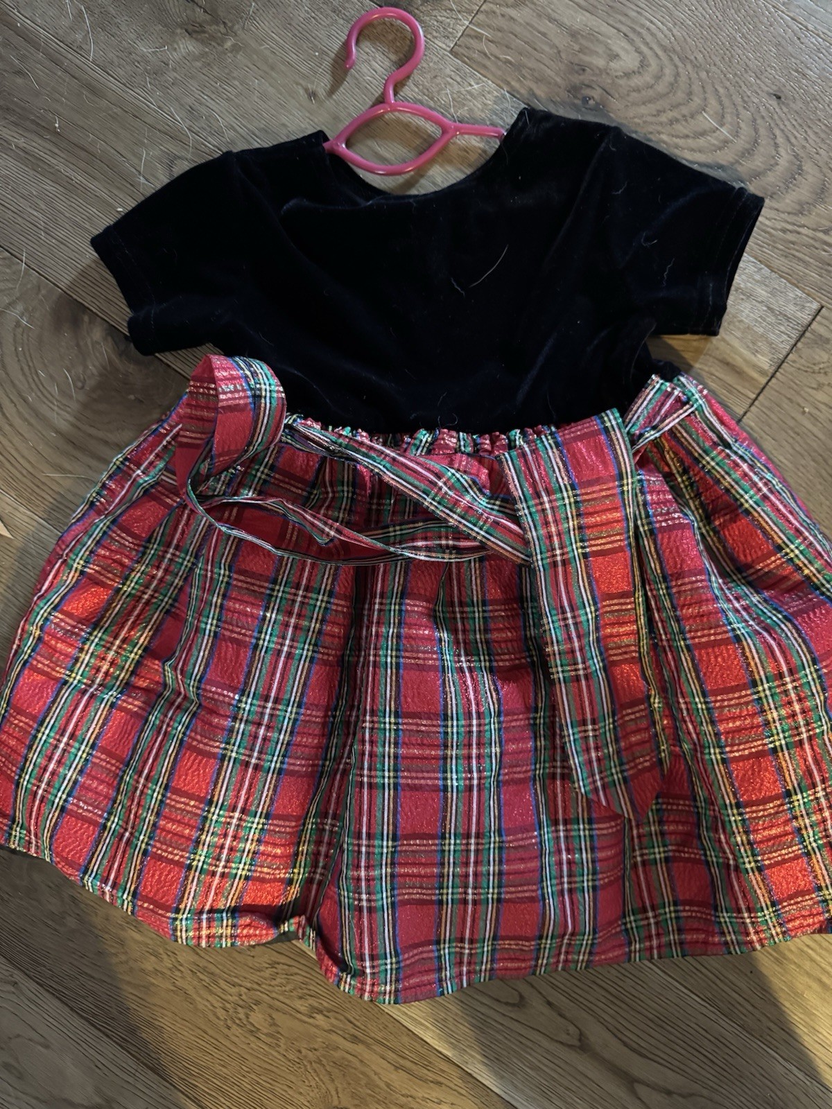 Girls Brooke Lindsay Collection Plaid Holiday Short Sleeve Dress Size 3T