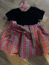 Girls Brooke Lindsay Collection Plaid Holiday Short Sleeve Dress Size 3T