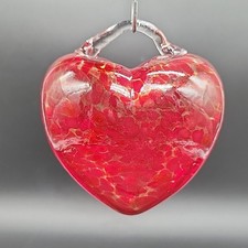 Heavy Red Blown Glass Heart Ornament with Area Up Top - Valentine's Day Love