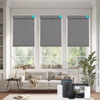 CUSTOM CUT Blackout Roller Shade with Remote Control Automatic Smart Window Shad