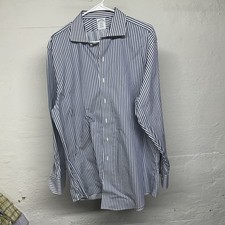 Brooks brothers Mens 17-4/5 Blue White Long Sleeve Button Down Shirt