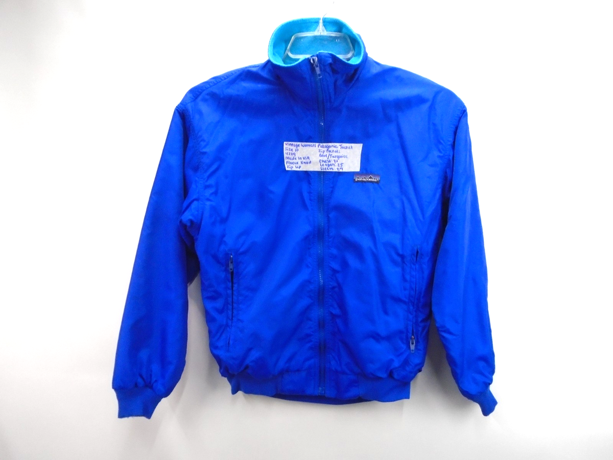 Vintage 80s Patagonia Shelled Synchilla Jacket Womens 10 Blue Teal