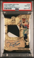 2019 Panini Spectra Tony Pollard Patch Auto Gold 1/1 #232 PSA 10
