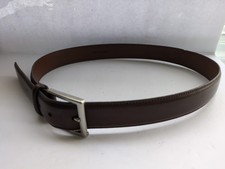 Chaps Mens Brown Leather Belt Silver Buckle Size 32