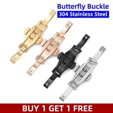 304 Stainless Steel Watch Clasp Folding Butterfly Buckle Metal Watch Band Strap