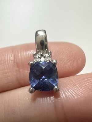 P4SR echter Diamant 6mm Tansanit Anhänger