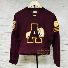 Vintage 60s Varsity Cheerleader Sweater m Letterman Chain Stitch Chenille Patch