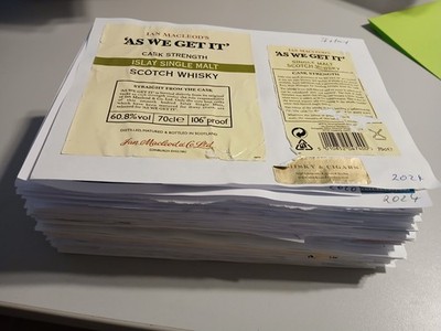 Whisky Labels  Etiketten Sammlung über 150 Stück auf A 5 aufgeklebt ca.2015-2025