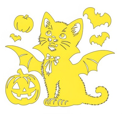 Vampir Kätzchen Fledermäuse und Kürbisse Aufkleber Sticker Wählen Sie Ihre Größe und Farbe