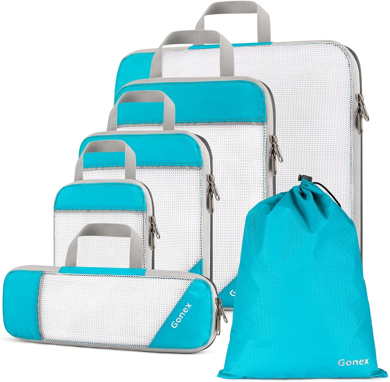 Gonex Compression Packing Cubes, 6 PCS Travel Luggage Packing Organizers with M