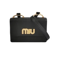 AUTH Miu Miu Leather Suede Shoulder  crossbody bag black/gold women