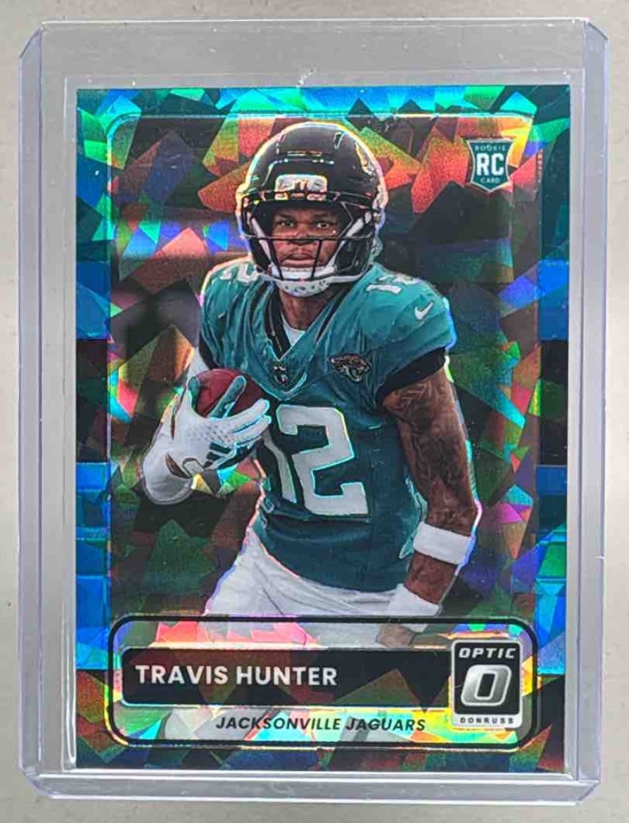 Travis Hunter 2025 Panini Donruss Optic #5 Ice Prizm 2015 Retro Rookie RC /55