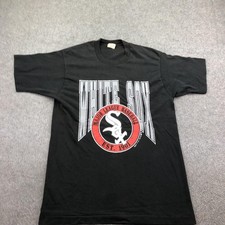 Vintage Chicago White Sox Shirt Mens Large Black MLB Baseball Fruit Loom 1990