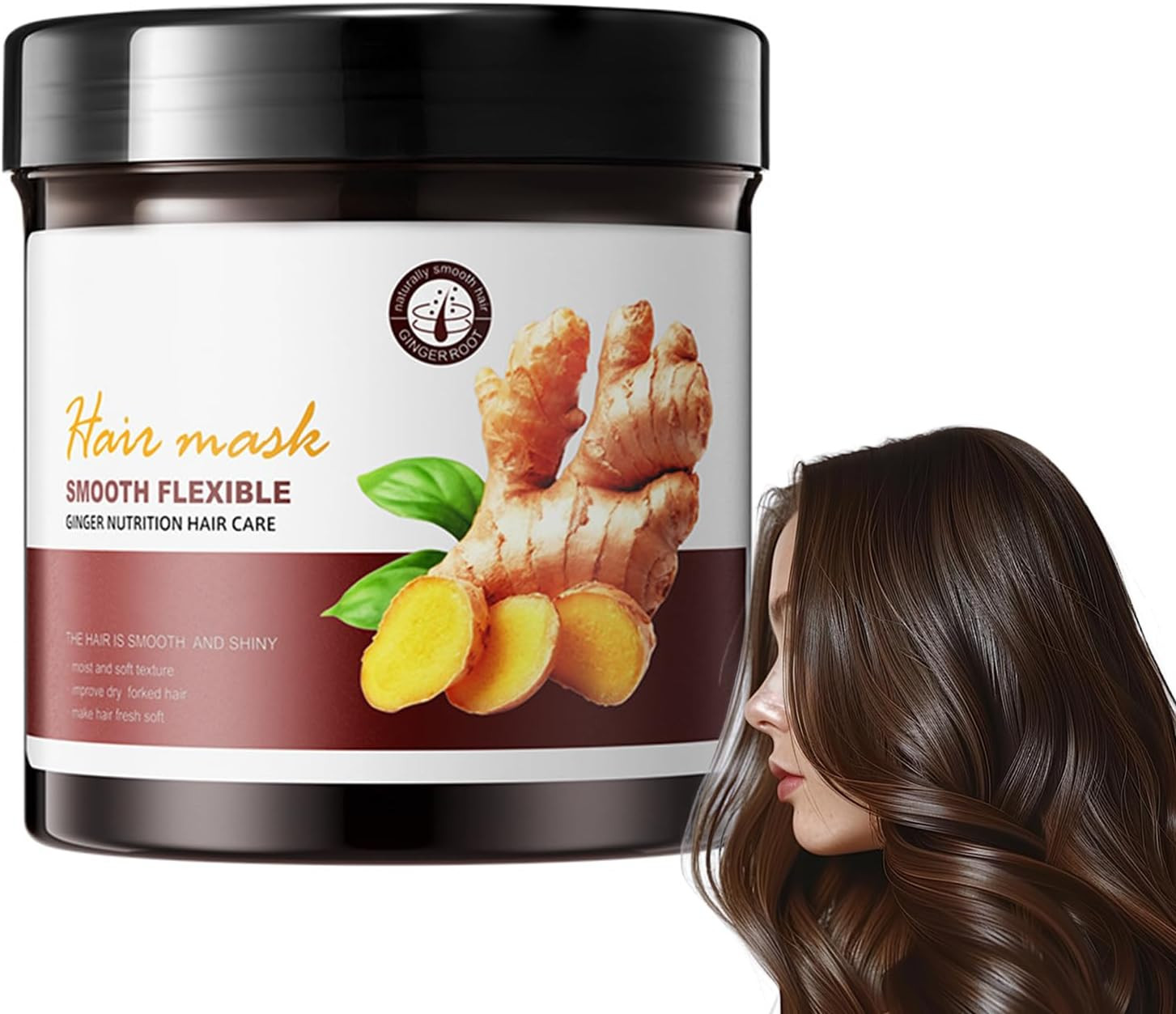 Maschera per Capelli, 500Ml Maschera per Capelli Allo Zenzero, Ripara I Capelli 