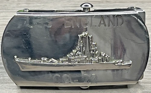 Vintage USS England CG 22 Military Navy Ship USN Belt Buckle Vietnam War Japan
